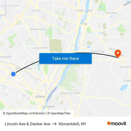 Lincoln Ave & Danker Ave to Wynantskill, NY map
