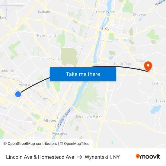 Lincoln Ave & Homestead Ave to Wynantskill, NY map