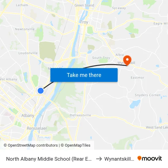 North Albany Middle School (Rear Entrance) to Wynantskill, NY map