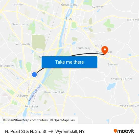 N. Pearl St & N. 3rd St to Wynantskill, NY map