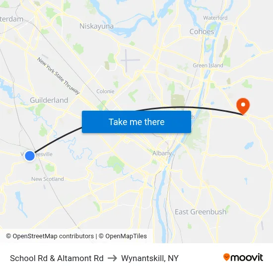 School Rd & Altamont Rd to Wynantskill, NY map