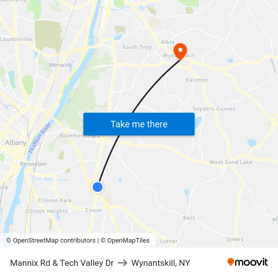 Mannix Rd & Tech Valley Dr to Wynantskill, NY map
