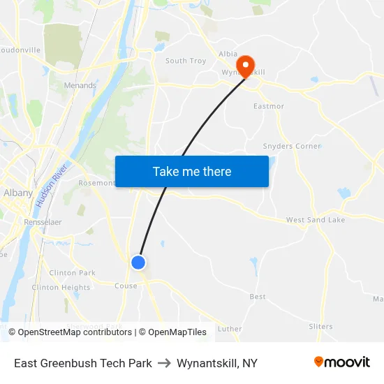 East Greenbush Tech Park to Wynantskill, NY map