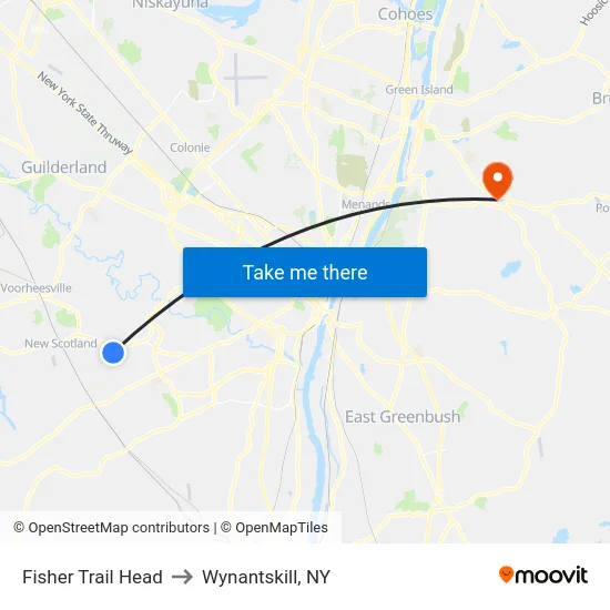 Fisher Trail Head to Wynantskill, NY map