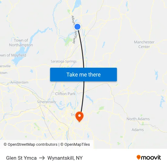 Glen St Ymca to Wynantskill, NY map