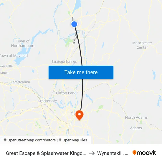 Great Escape & Splashwater Kingdom to Wynantskill, NY map