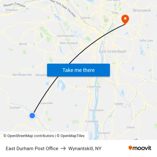 East Durham Post Office to Wynantskill, NY map