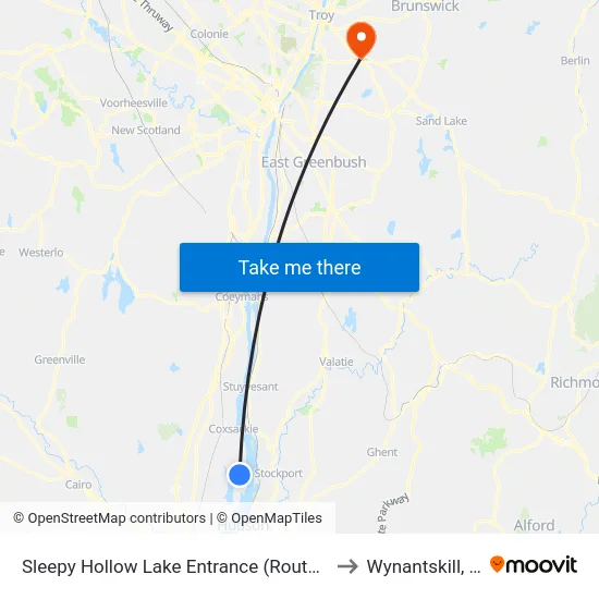 Sleepy Hollow Lake Entrance (Route 385) to Wynantskill, NY map