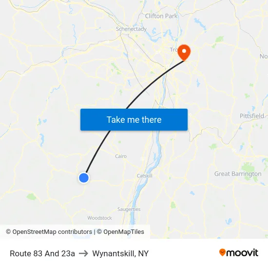 Route 83 And 23a to Wynantskill, NY map
