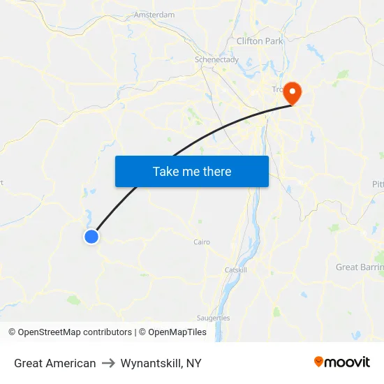 Great American to Wynantskill, NY map