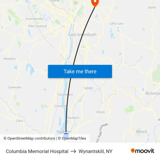 Columbia Memorial Hospital to Wynantskill, NY map