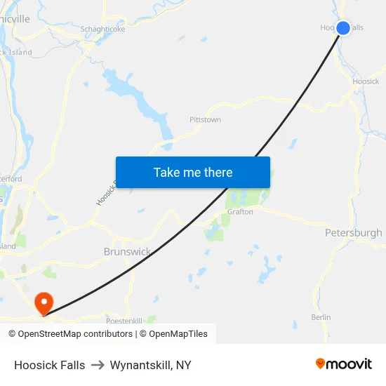 Hoosick Falls to Wynantskill, NY map