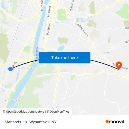 Menands to Wynantskill, NY map