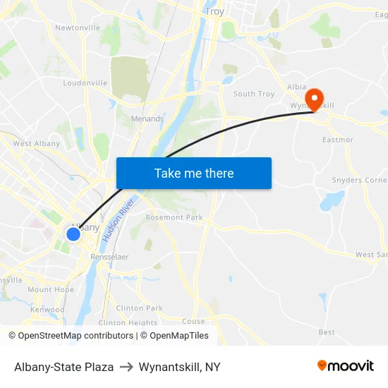 Albany-State Plaza to Wynantskill, NY map