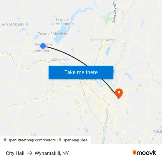 City Hall to Wynantskill, NY map
