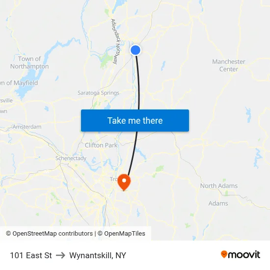 101 East St to Wynantskill, NY map