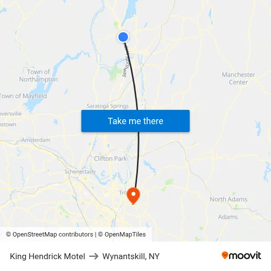 King Hendrick Motel to Wynantskill, NY map