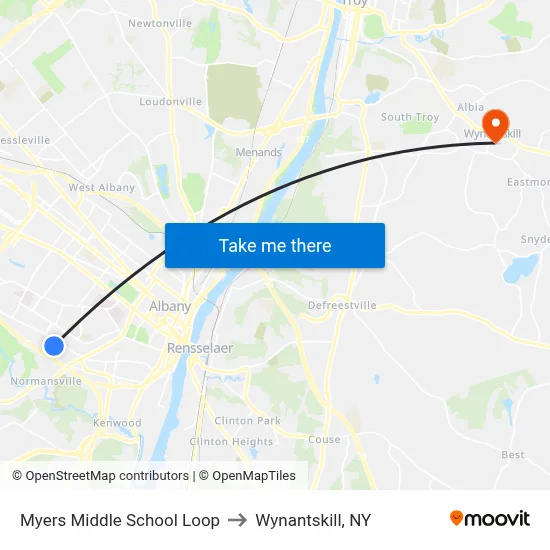 Myers Middle School Loop to Wynantskill, NY map