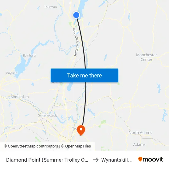 Diamond Point (Summer Trolley Only) to Wynantskill, NY map
