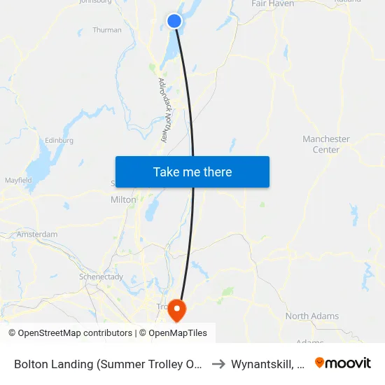 Bolton Landing (Summer Trolley Only) to Wynantskill, NY map