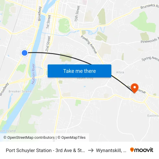 Port Schuyler Station - 3rd Ave & 5th St to Wynantskill, NY map