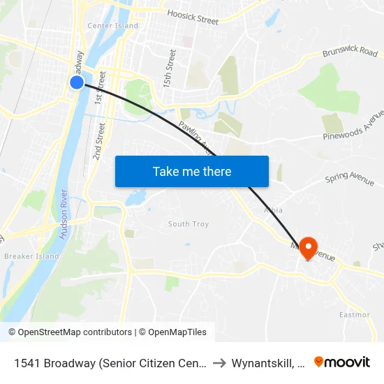 1541 Broadway (Senior Citizen Center) to Wynantskill, NY map