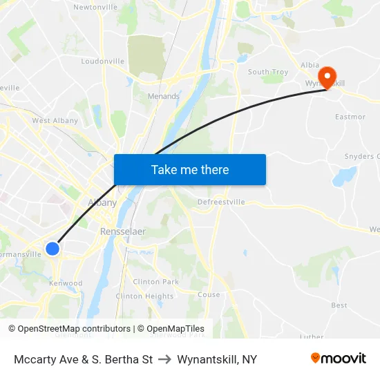 Mccarty Ave & S. Bertha St to Wynantskill, NY map