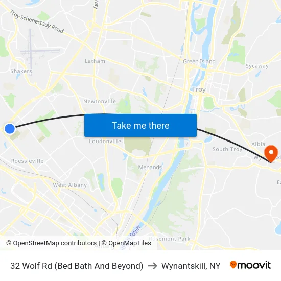 32 Wolf Rd (Bed Bath And Beyond) to Wynantskill, NY map