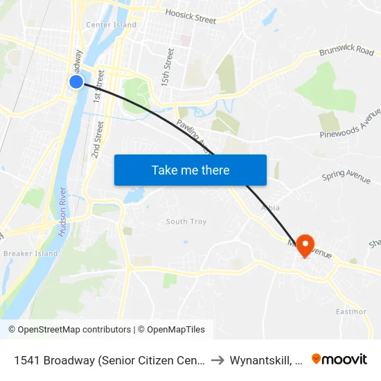 1541 Broadway (Senior Citizen Center) to Wynantskill, NY map