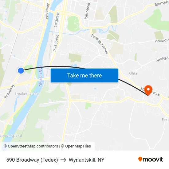 590 Broadway (Fedex) to Wynantskill, NY map