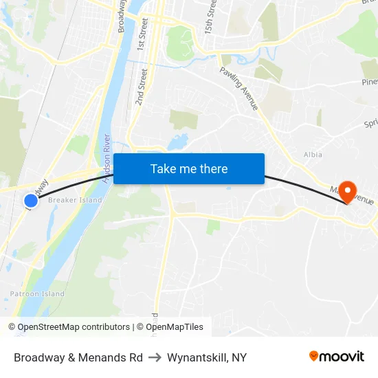 Broadway & Menands Rd to Wynantskill, NY map