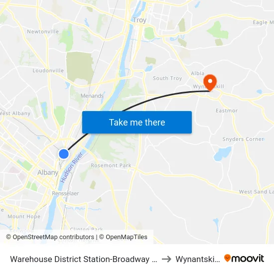 Warehouse District Station-Broadway & Pleasant St to Wynantskill, NY map