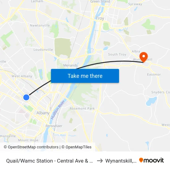 Quail/Wamc Station - Central Ave & Quail St to Wynantskill, NY map