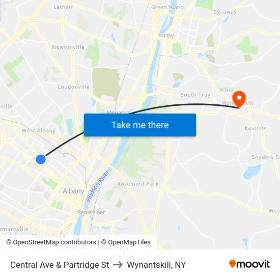 Central Ave & Partridge St to Wynantskill, NY map