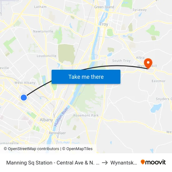 Manning Sq Station - Central Ave & N. Manning Blvd to Wynantskill, NY map