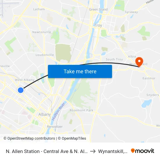 N. Allen Station - Central Ave & N. Allen St to Wynantskill, NY map