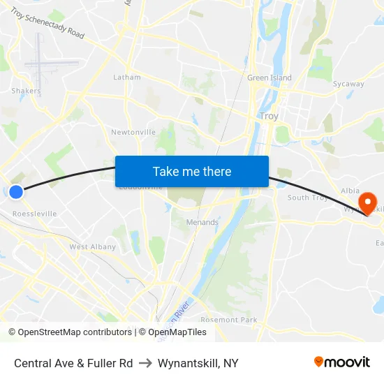 Central Ave & Fuller Rd to Wynantskill, NY map