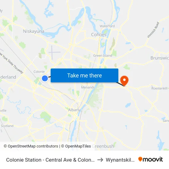 Colonie Station - Central Ave & Colonie Center to Wynantskill, NY map