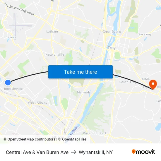 Central Ave & Van Buren Ave to Wynantskill, NY map