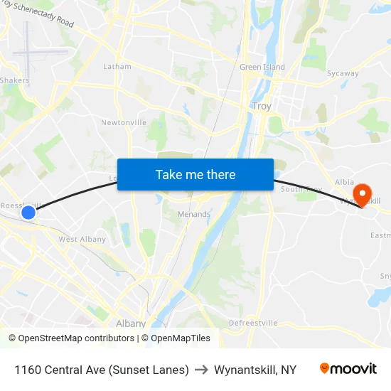 1160 Central Ave (Sunset Lanes) to Wynantskill, NY map