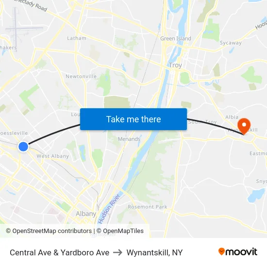 Central Ave & Yardboro Ave to Wynantskill, NY map