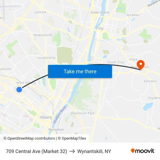 709 Central Ave (Market 32) to Wynantskill, NY map