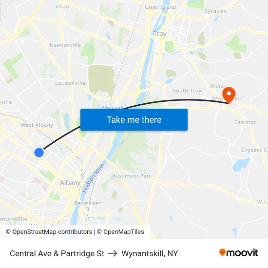 Central Ave & Partridge St to Wynantskill, NY map