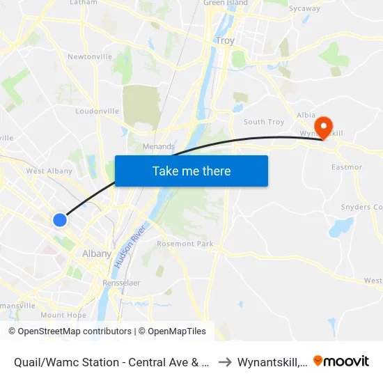 Quail/Wamc Station - Central Ave & Quail St to Wynantskill, NY map