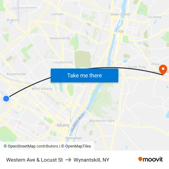 Western Ave & Locust St to Wynantskill, NY map