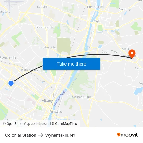 Colonial Station to Wynantskill, NY map