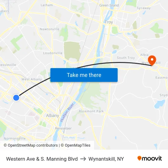 Western Ave & S. Manning Blvd to Wynantskill, NY map