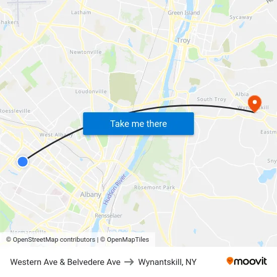 Western Ave & Belvedere  Ave to Wynantskill, NY map