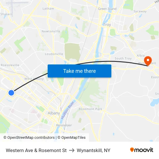 Western Ave & Rosemont St to Wynantskill, NY map