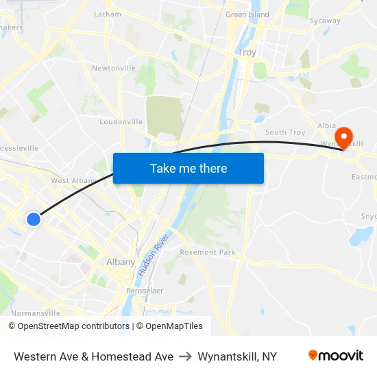 Western Ave & Homestead Ave to Wynantskill, NY map